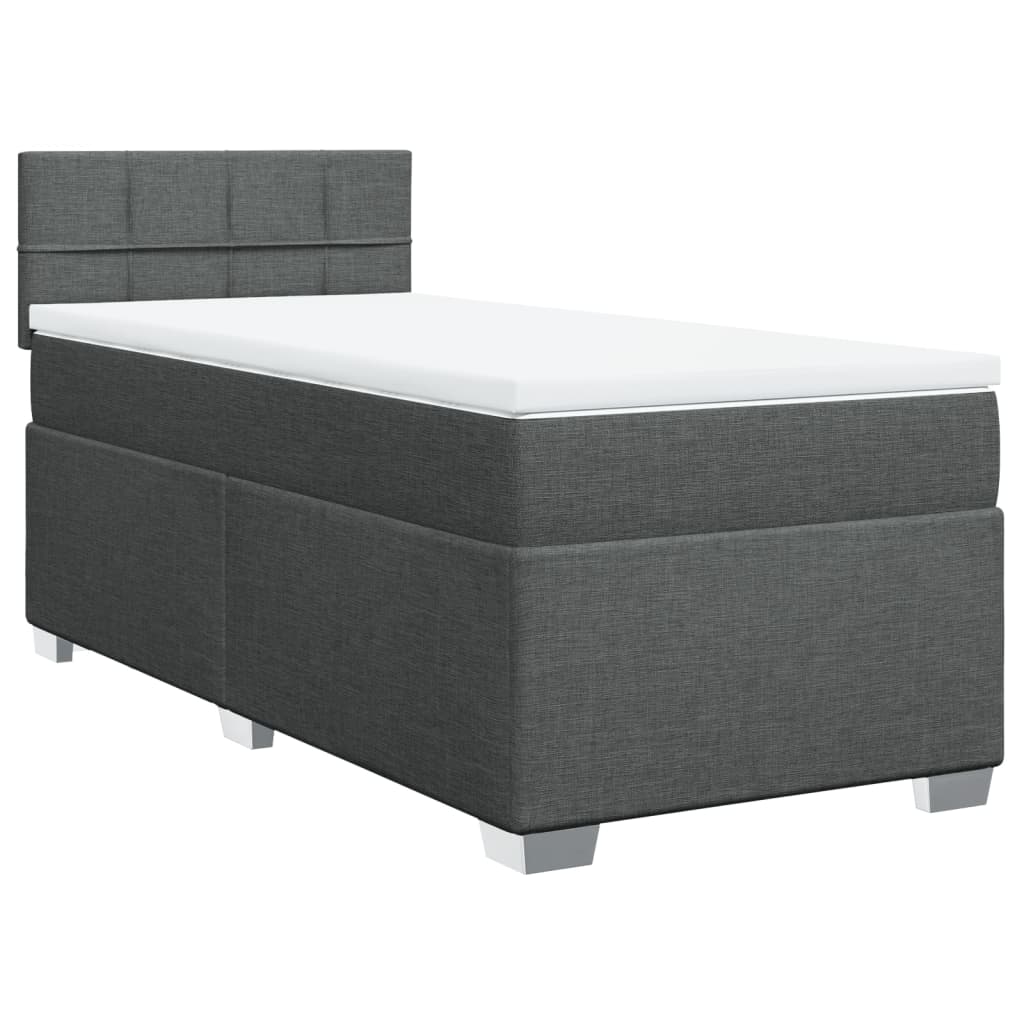 vidaXL Box Spring Bed with Mattress Dark Grey 100x200 cm Fabric