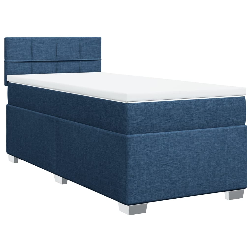 vidaXL Box Spring Bed with Mattress Blue 100x200 cm Fabric