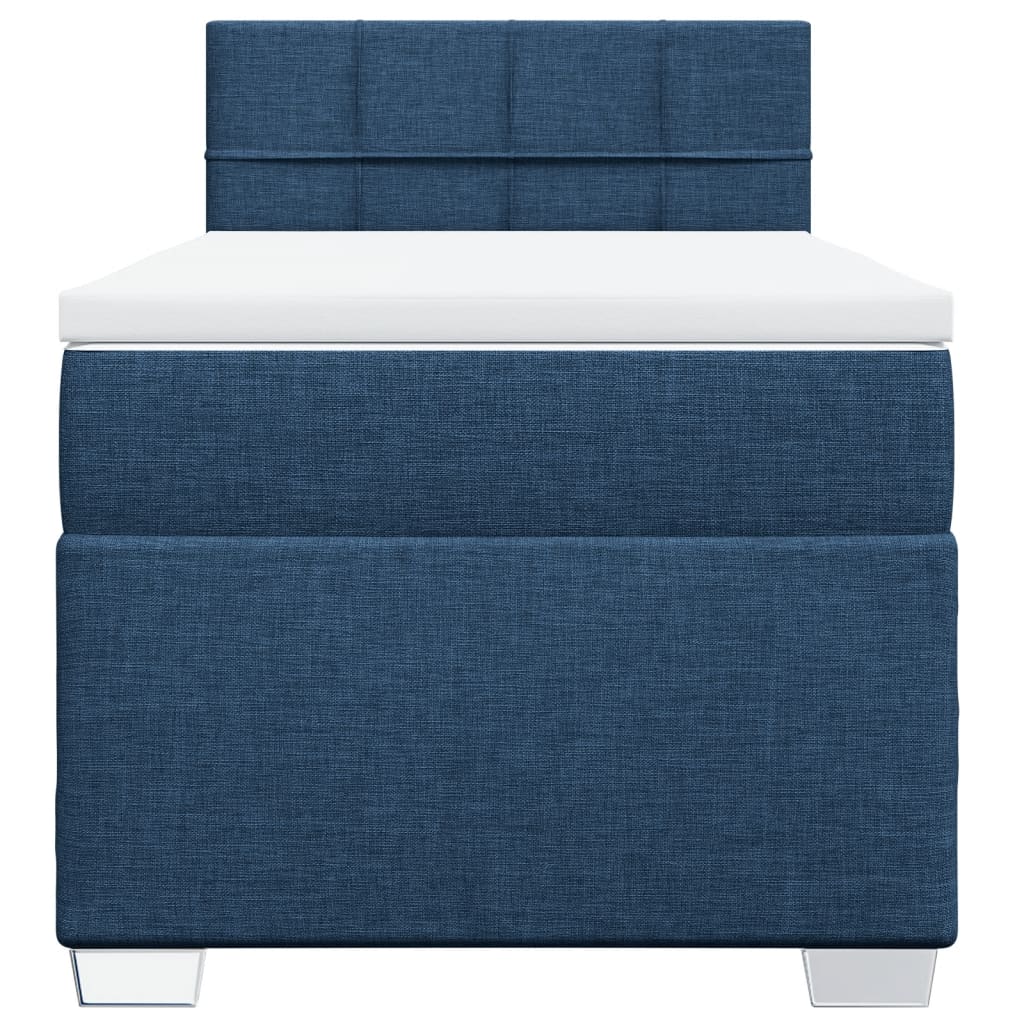 vidaXL Box Spring Bed with Mattress Blue 100x200 cm Fabric