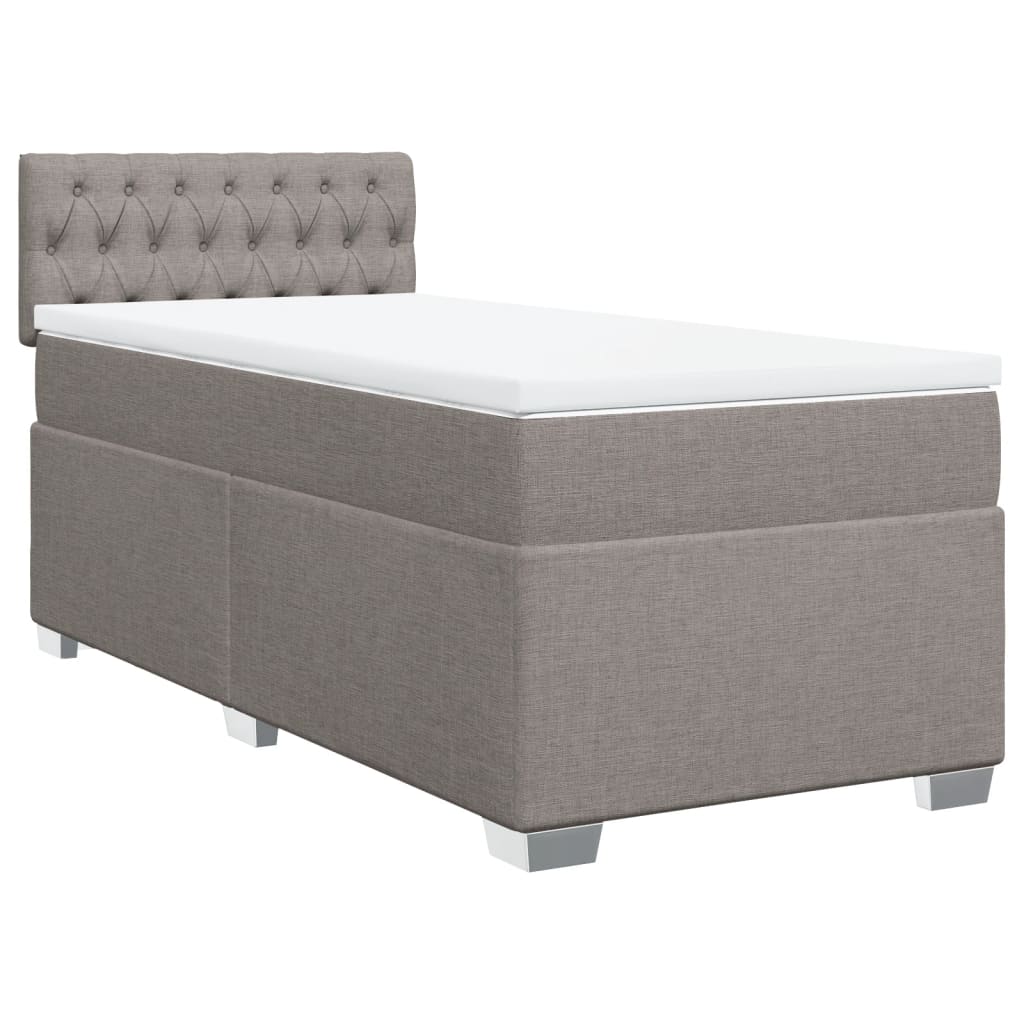 vidaXL Box Spring Bed with Mattress Taupe 100x200 cm Fabric