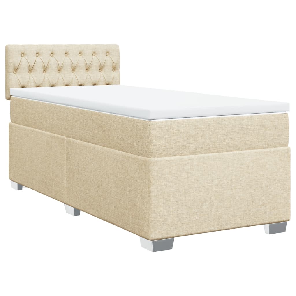 vidaXL Box Spring Bed with Mattress Cream 100x200 cm Fabric