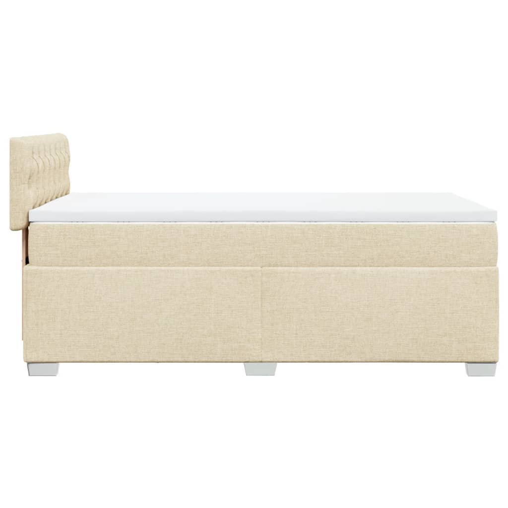 vidaXL Box Spring Bed with Mattress Cream 100x200 cm Fabric