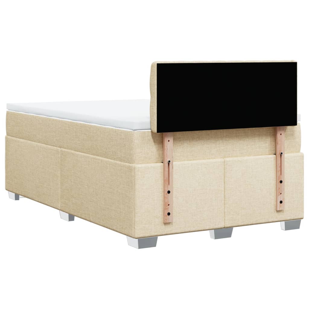 vidaXL Box Spring Bed with Mattress Cream 120x190 cm Fabric