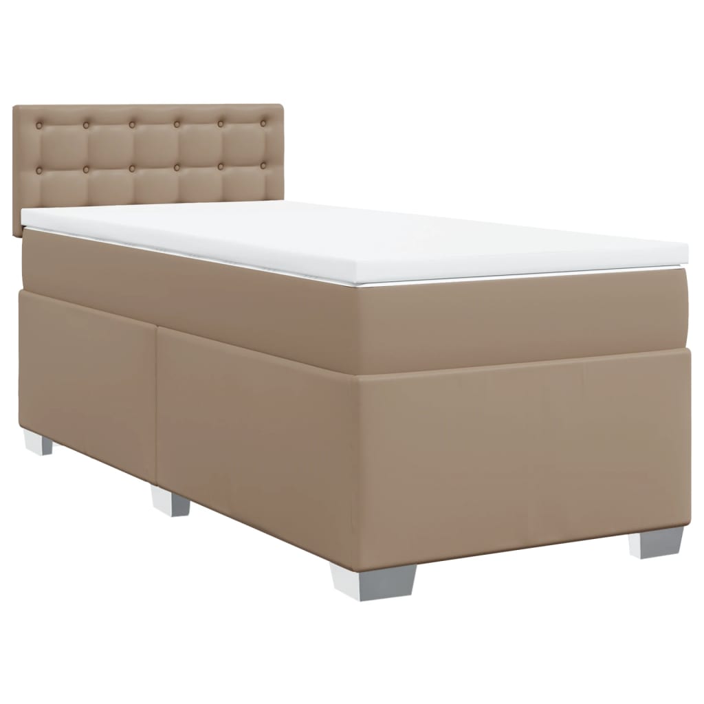 vidaXL Box Spring Bed with Mattress Cappuccino 90x200 cm Faux Leather