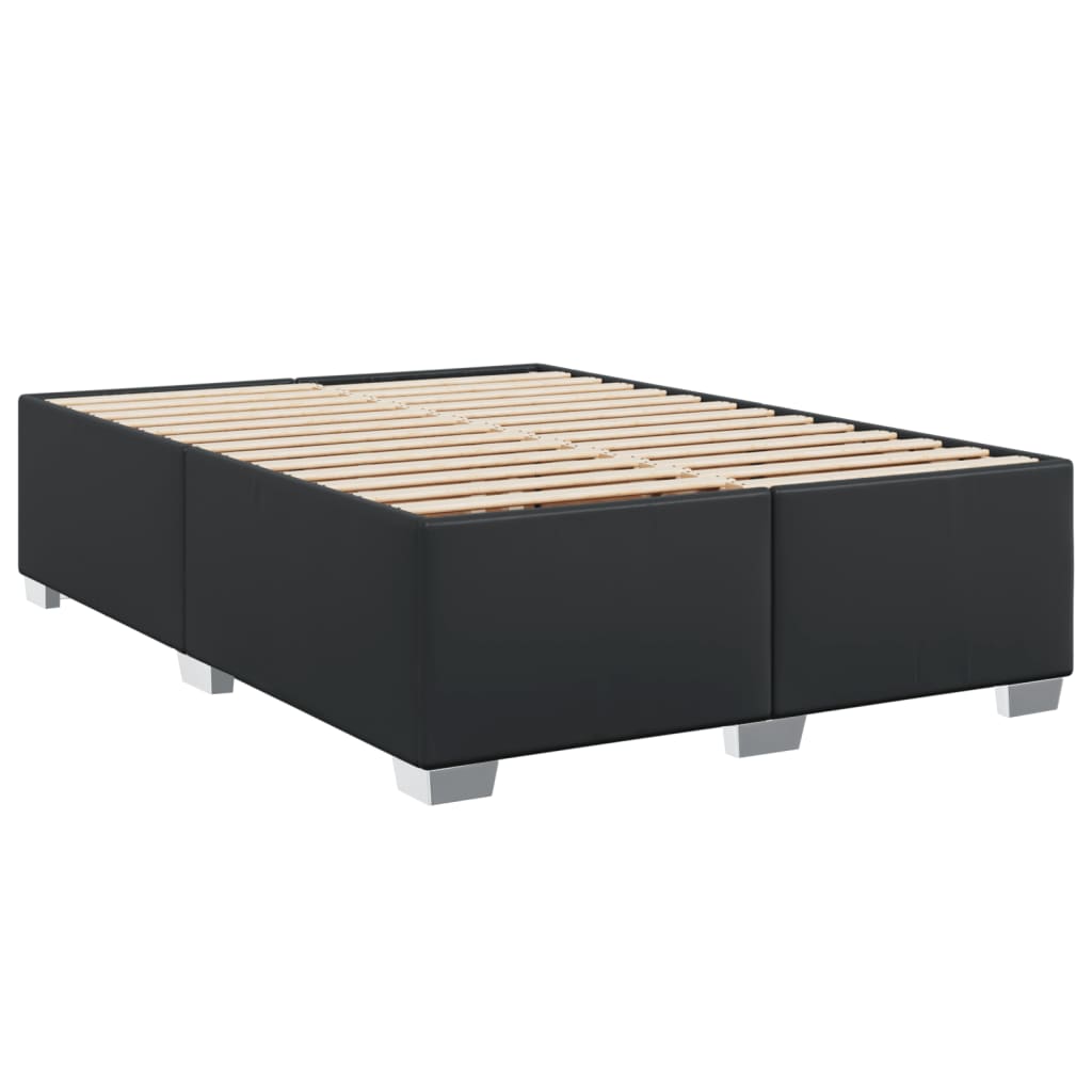 vidaXL Box Spring Bed with Mattress Black 140x200 cm Faux Leather