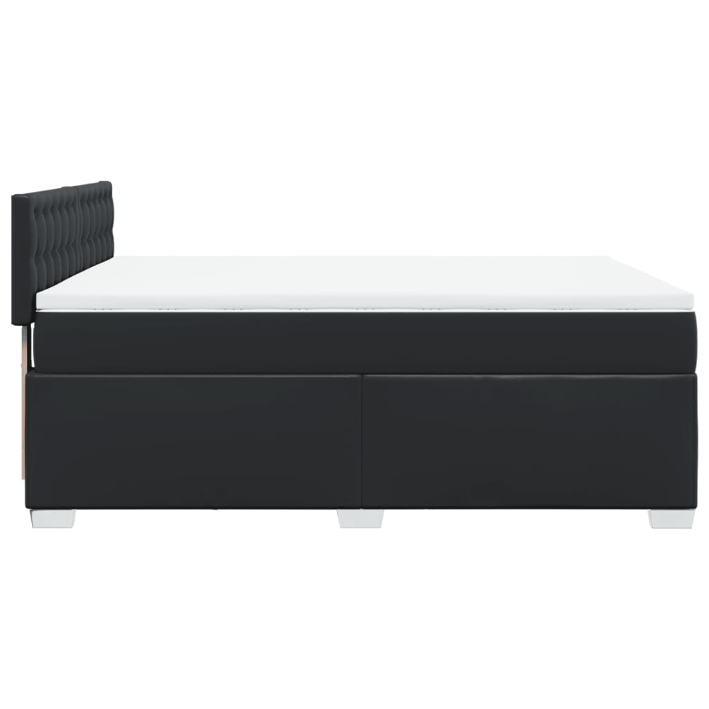 vidaXL Box Spring Bed with Mattress Black 140x200 cm Faux Leather