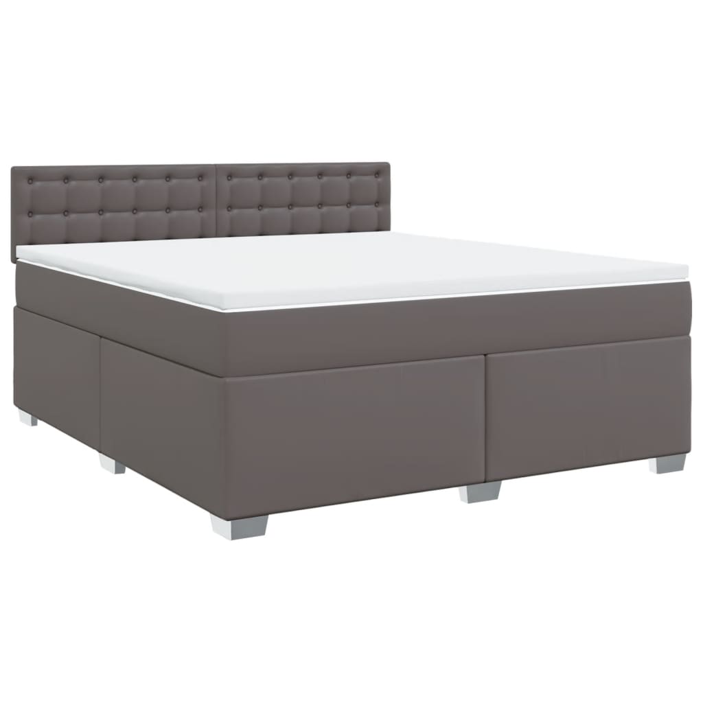 vidaXL Box Spring Bed with Mattress Grey 180x200 cm Faux Leather