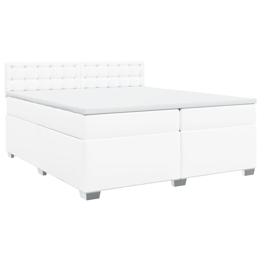 vidaXL Box Spring Bed with Mattress White 200x200 cm Faux Leather