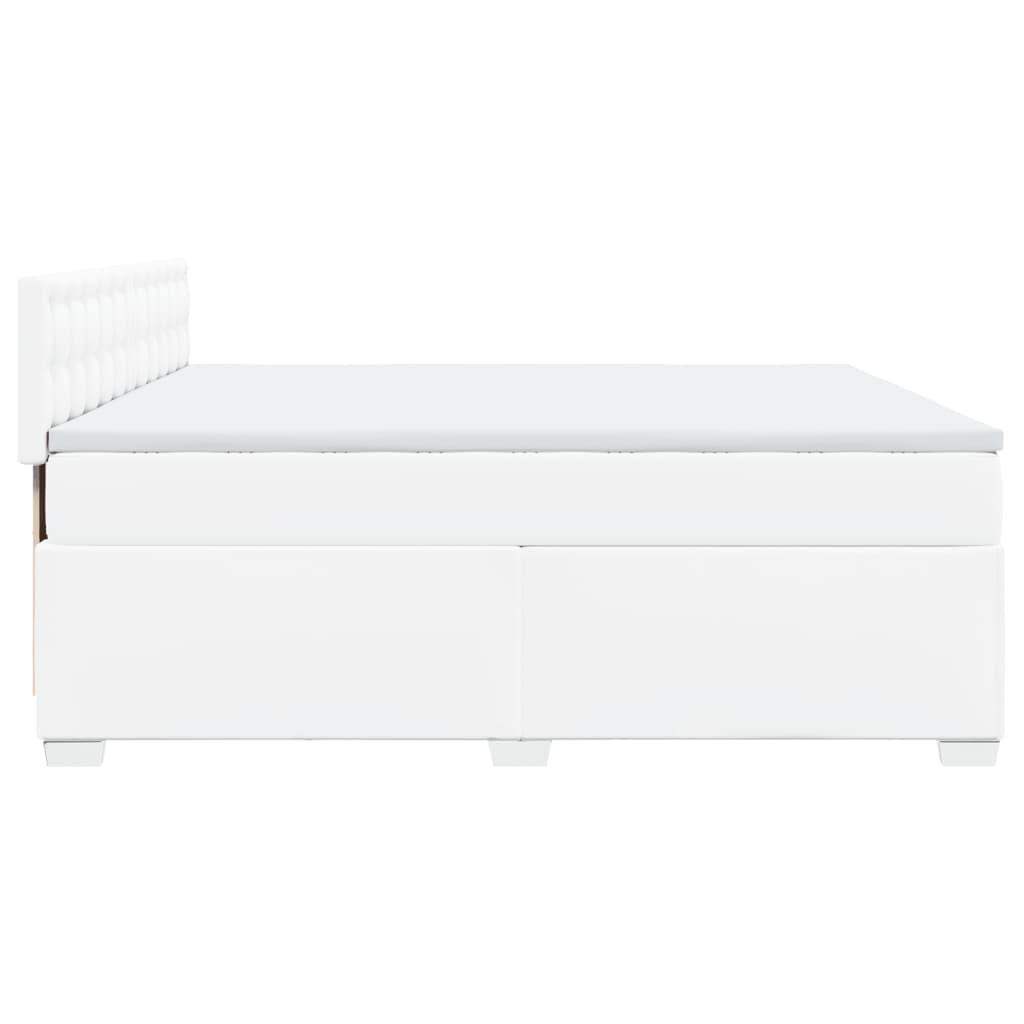 vidaXL Box Spring Bed with Mattress White 200x200 cm Faux Leather