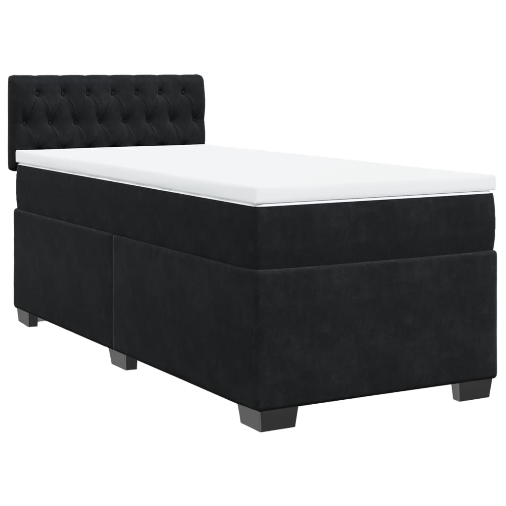 vidaXL Box Spring Bed with Mattress Black 80x200 cm Velvet