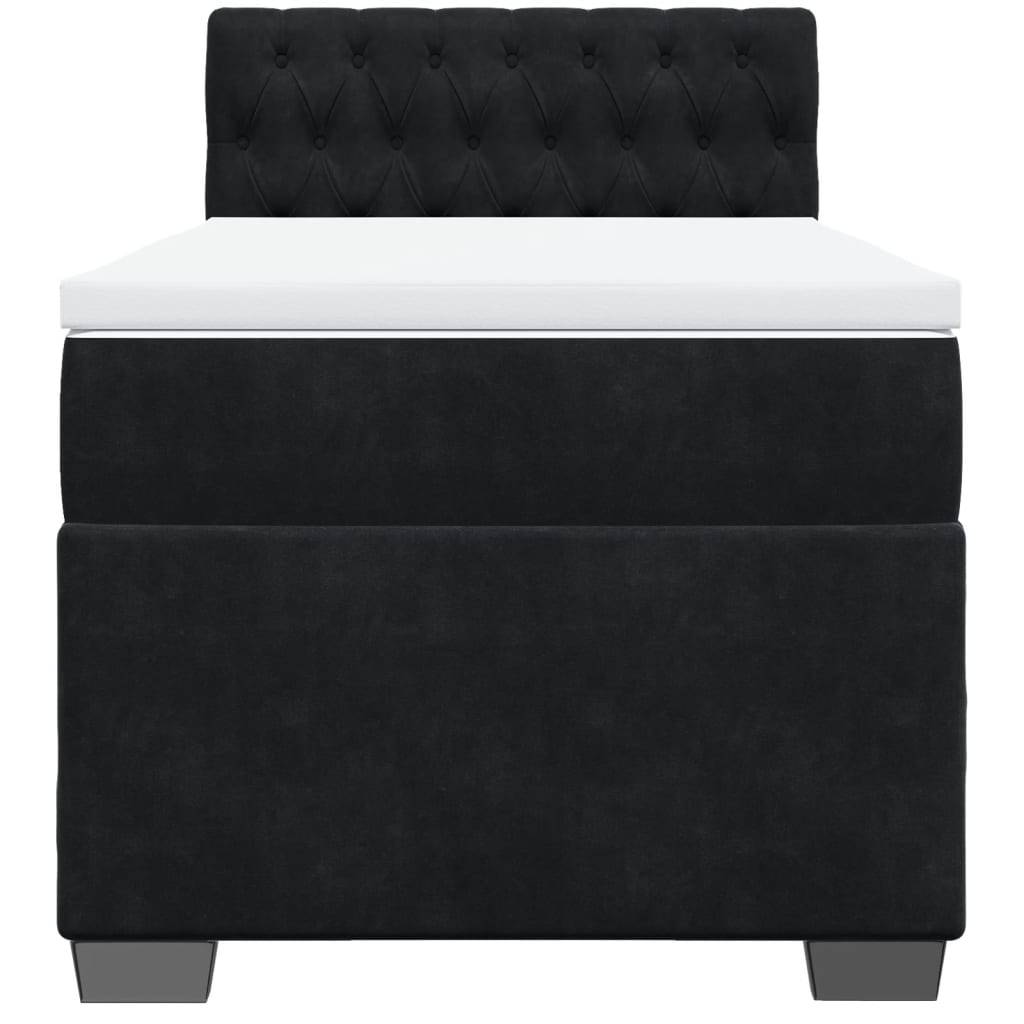 vidaXL Box Spring Bed with Mattress Black 80x200 cm Velvet