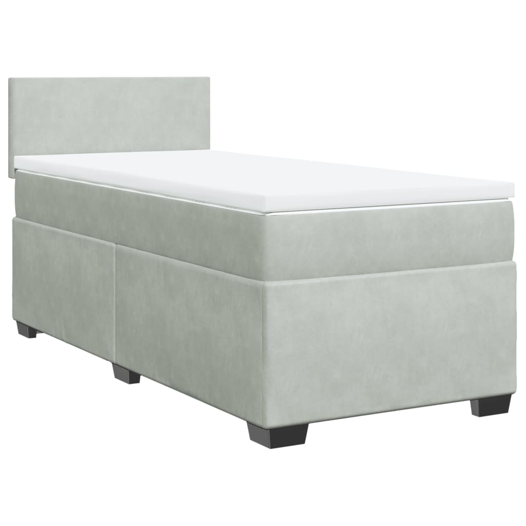 vidaXL Box Spring Bed with Mattress Light Grey 90x190 cm Velvet