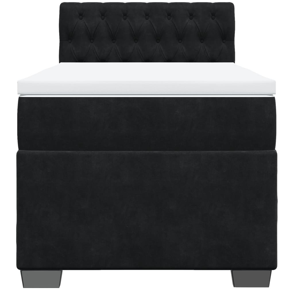 vidaXL Box Spring Bed with Mattress Black 90x190 cm Velvet