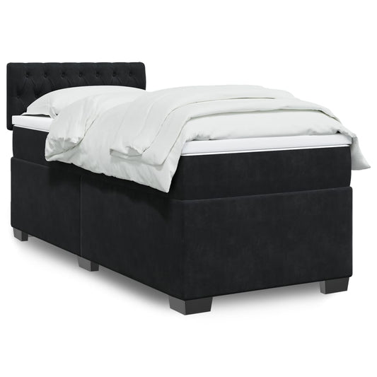 vidaXL Box Spring Bed with Mattress Black 90x190 cm Velvet