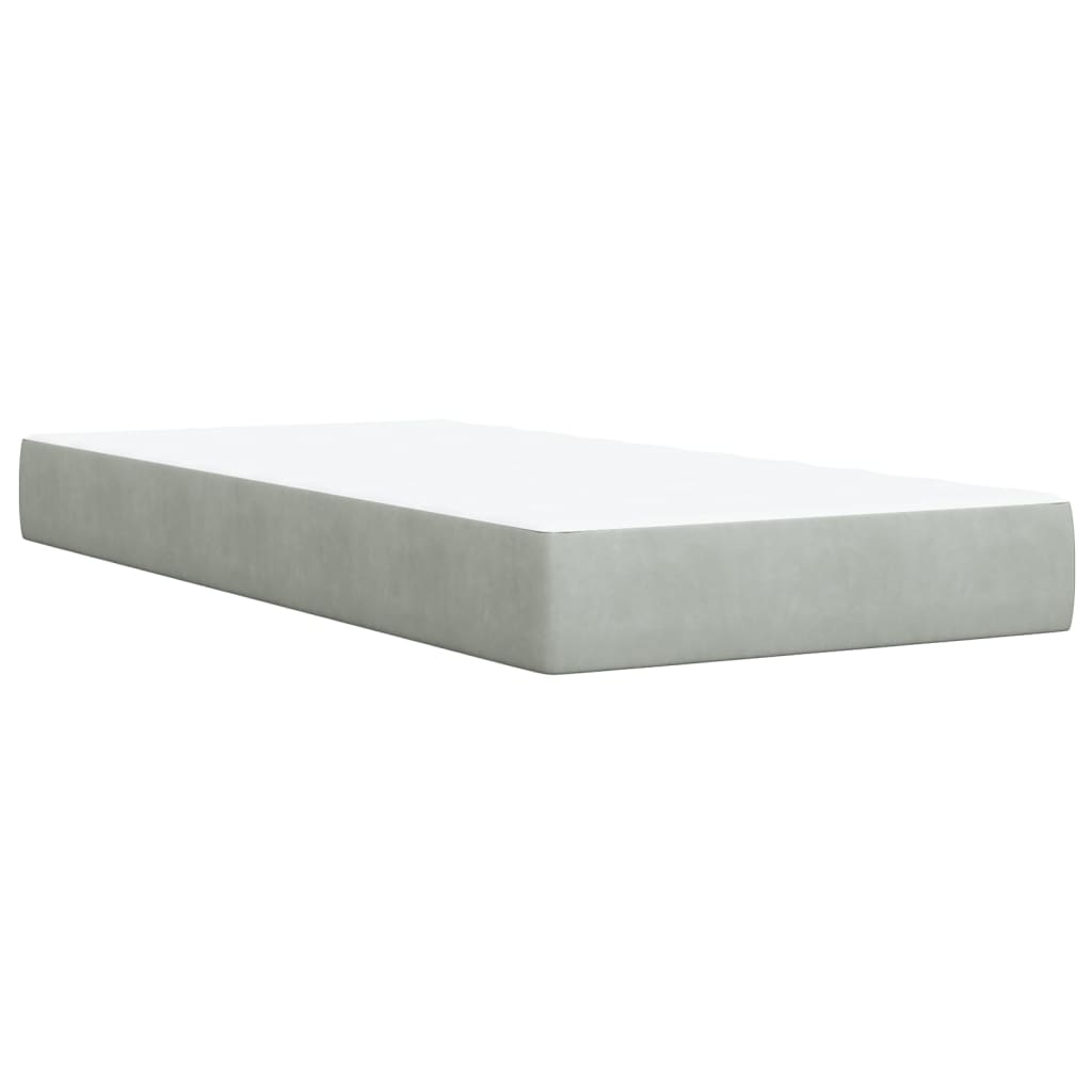 vidaXL Box Spring Bed with Mattress Light Grey 90x190 cm Velvet