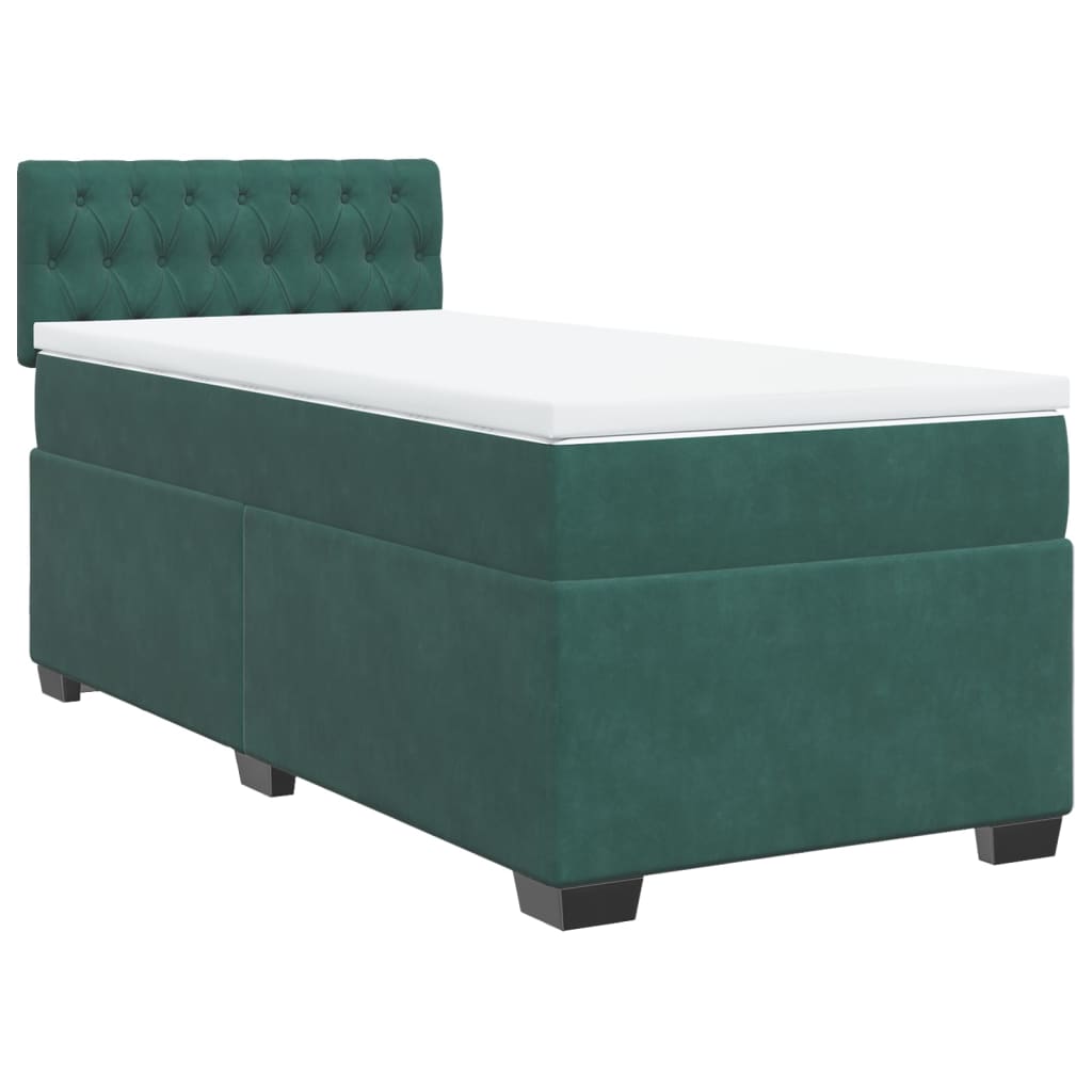 vidaXL Box Spring Bed with Mattress Dark Green 90x200 cm Velvet