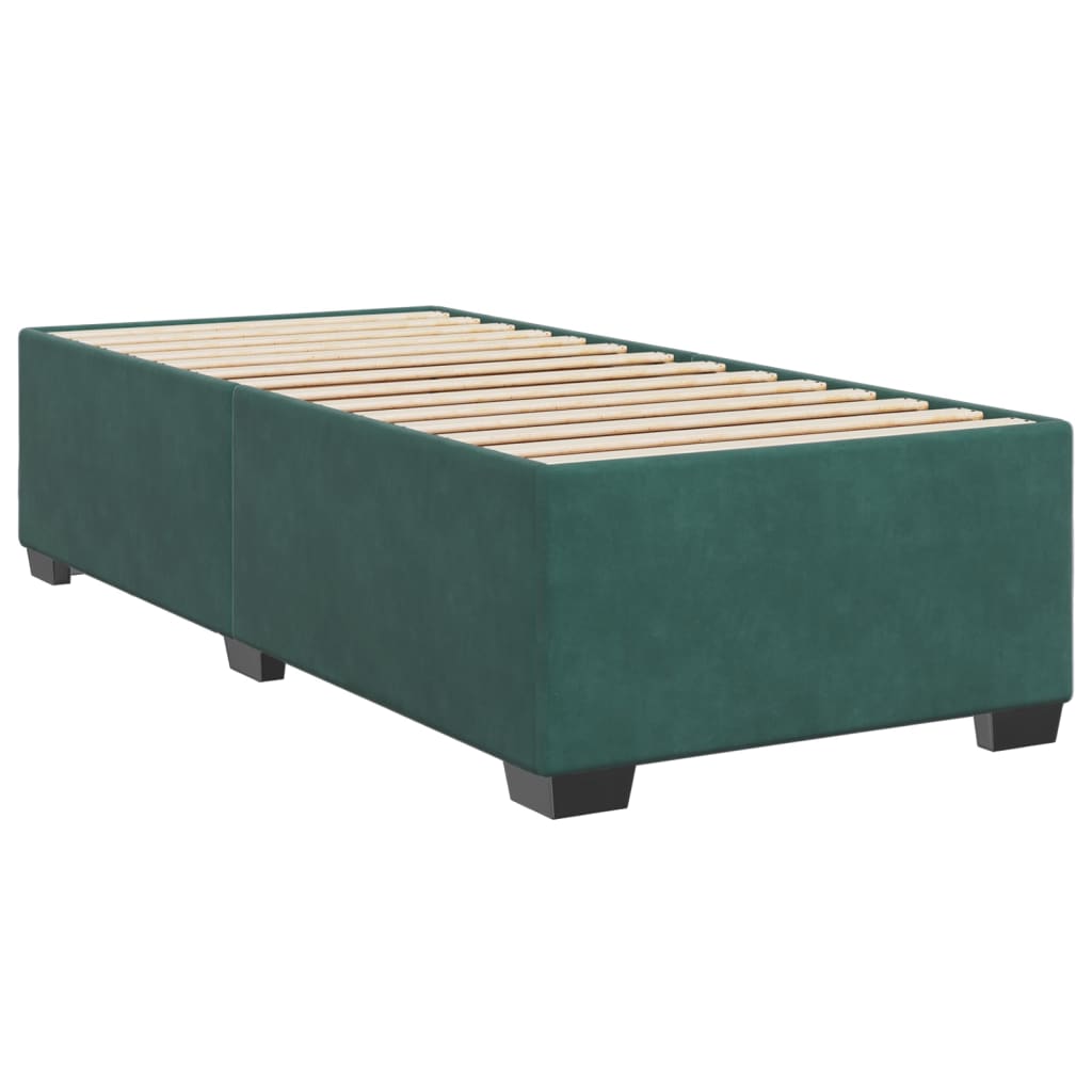 vidaXL Box Spring Bed with Mattress Dark Green 90x200 cm Velvet