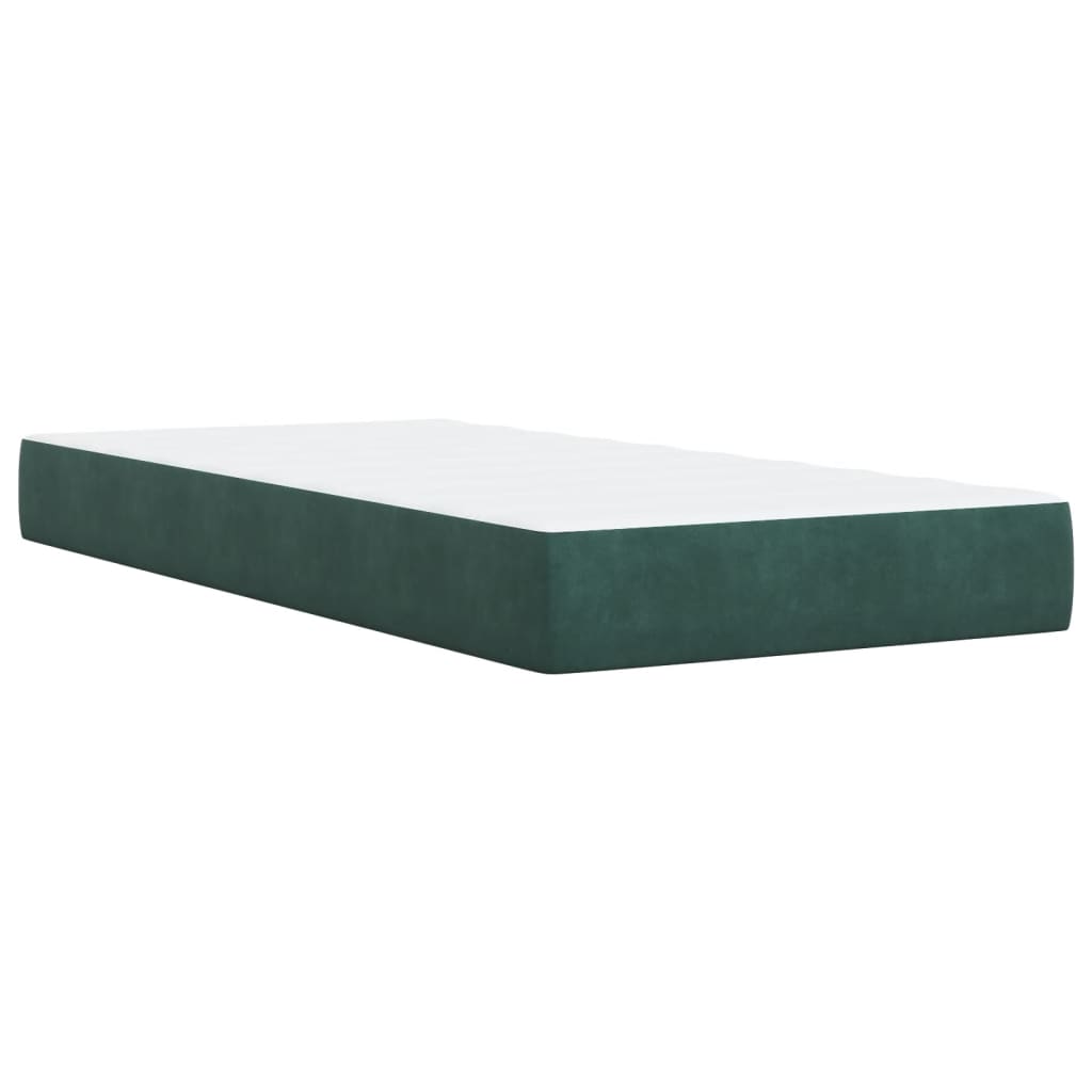 vidaXL Box Spring Bed with Mattress Dark Green 90x200 cm Velvet