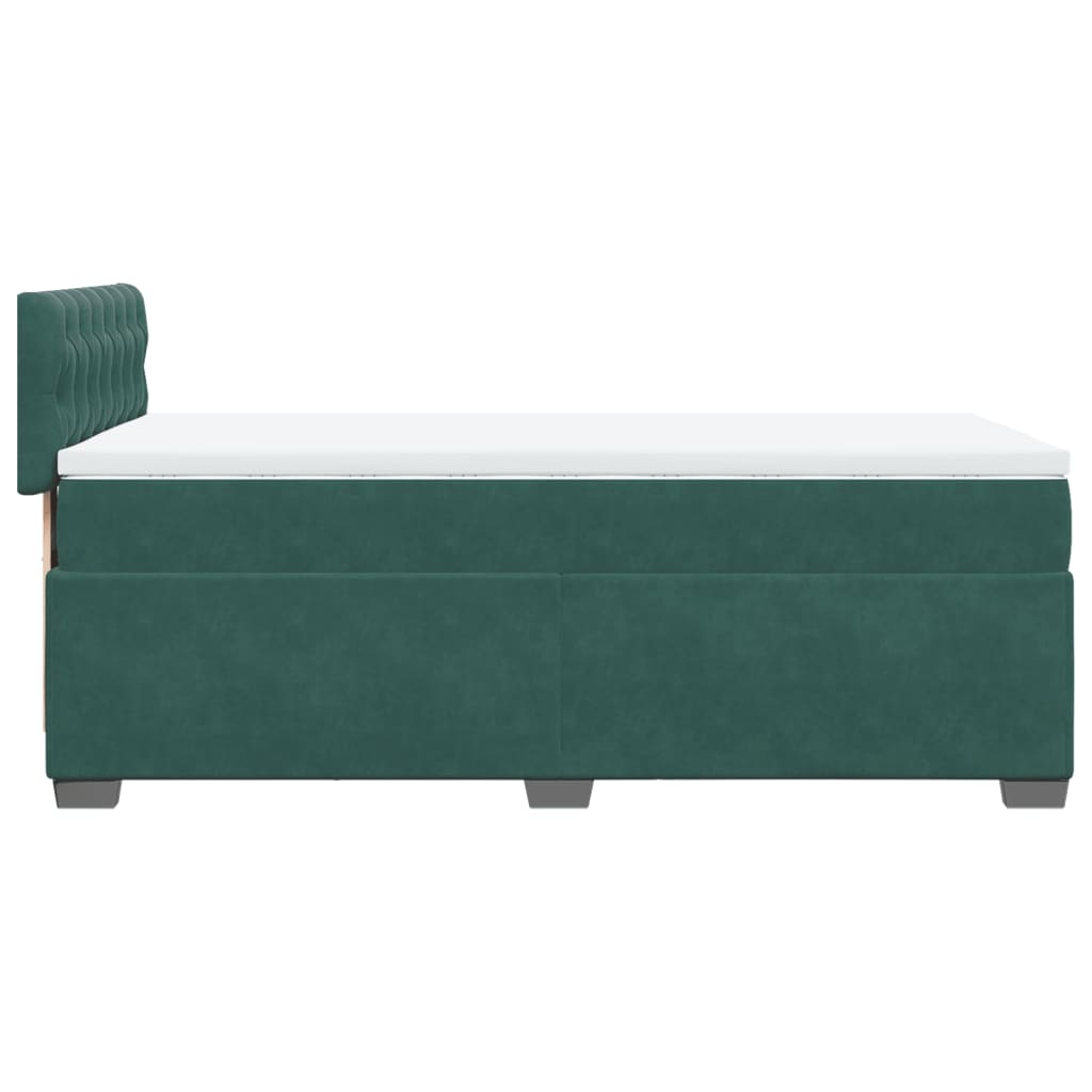 vidaXL Box Spring Bed with Mattress Dark Green 90x200 cm Velvet