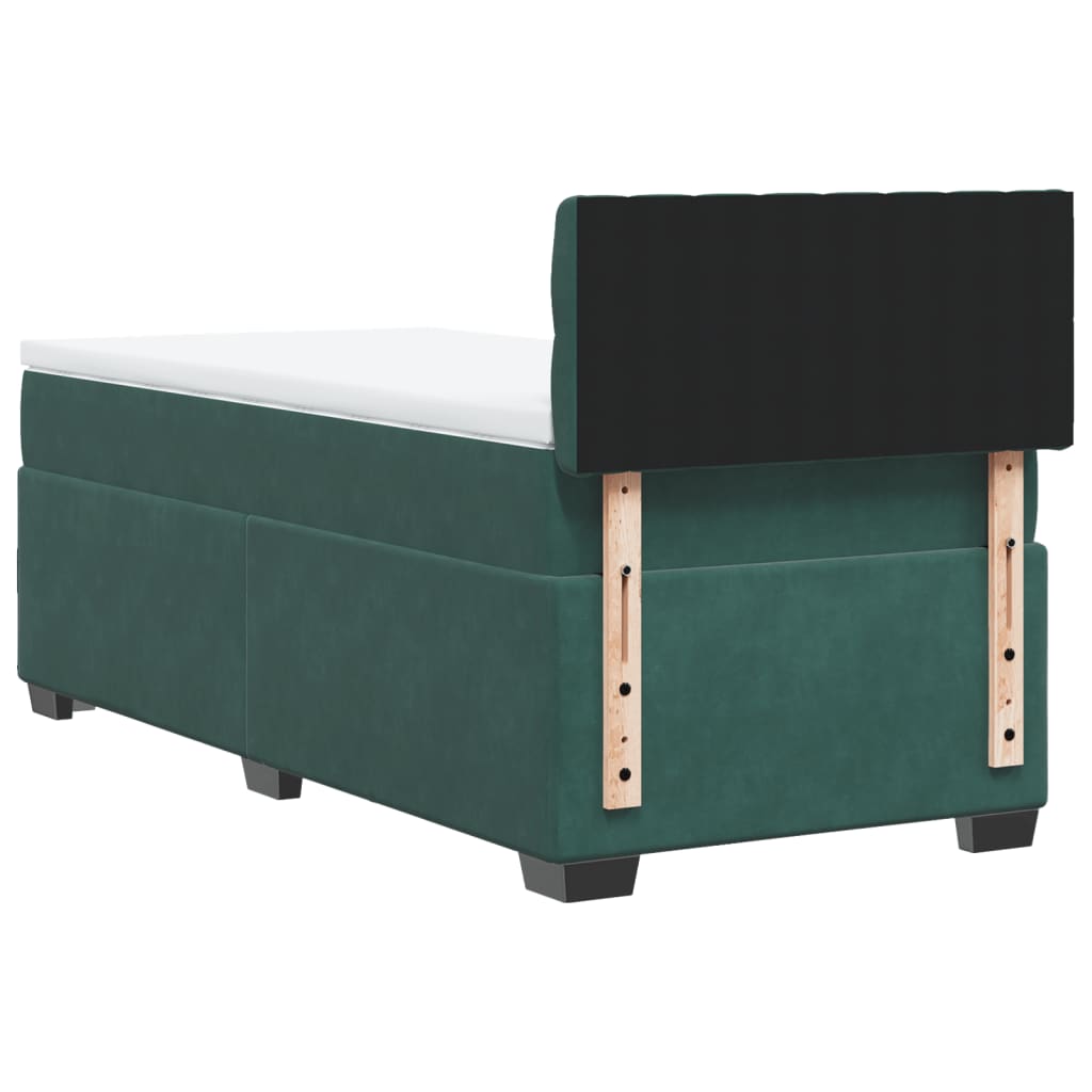 vidaXL Box Spring Bed with Mattress Dark Green 90x200 cm Velvet