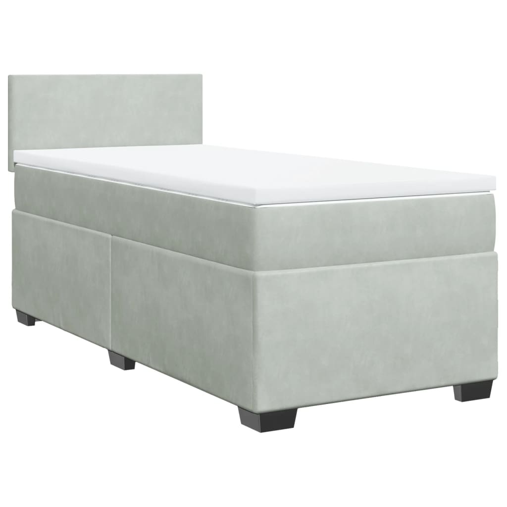 vidaXL Box Spring Bed with Mattress Light Grey 100x200 cm Velvet