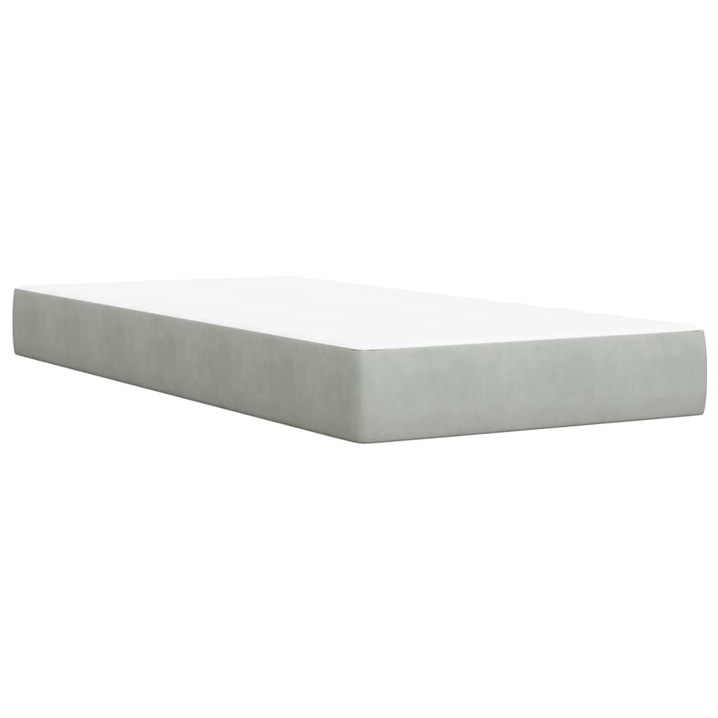 vidaXL Box Spring Bed with Mattress Light Grey 100x200 cm Velvet