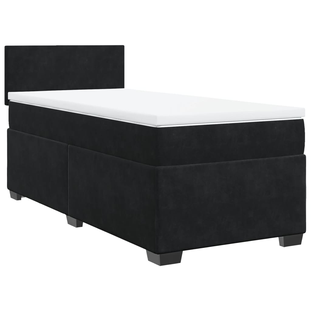 vidaXL Box Spring Bed with Mattress Black 100x200 cm Velvet