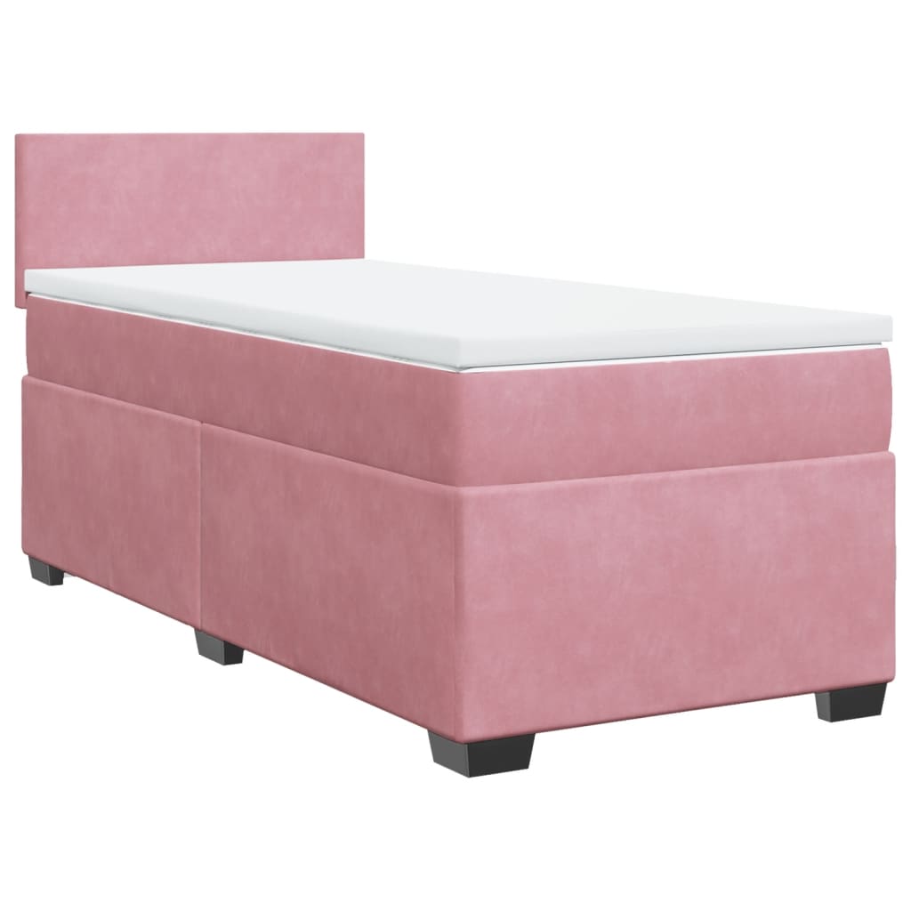 vidaXL Box Spring Bed with Mattress Pink 100x200 cm Velvet