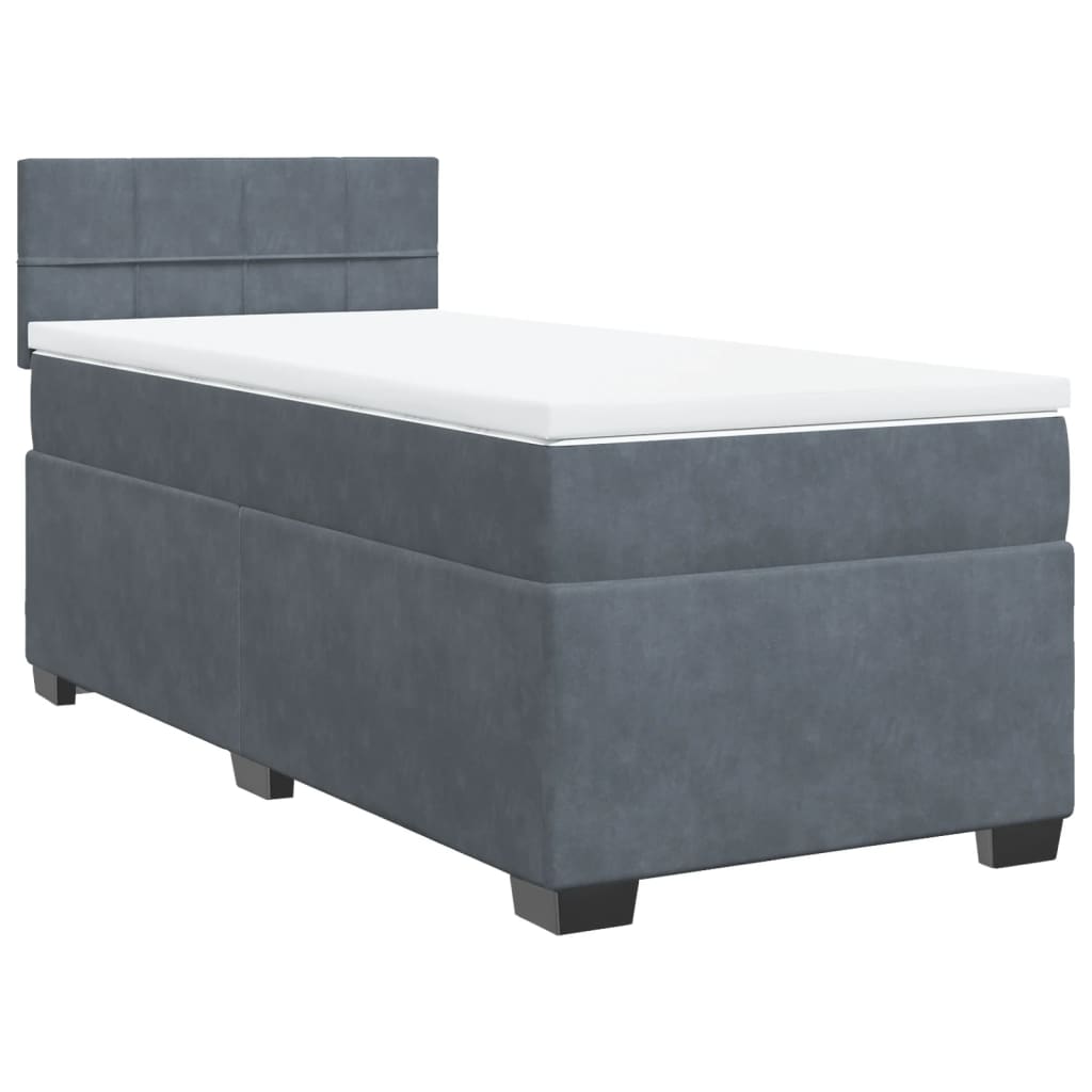 vidaXL Box Spring Bed with Mattress Dark Grey 100x200 cm Velvet