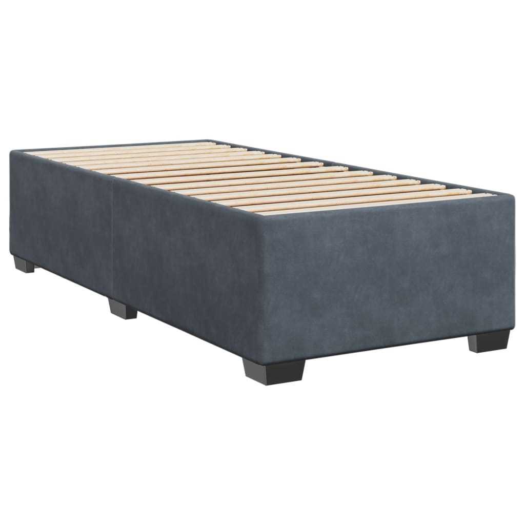 vidaXL Box Spring Bed with Mattress Dark Grey 100x200 cm Velvet