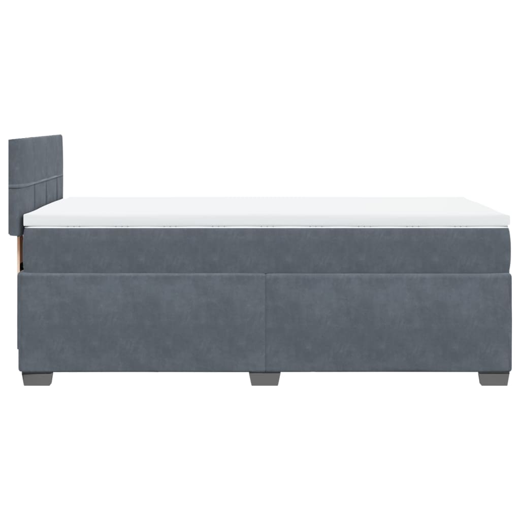 vidaXL Box Spring Bed with Mattress Dark Grey 100x200 cm Velvet