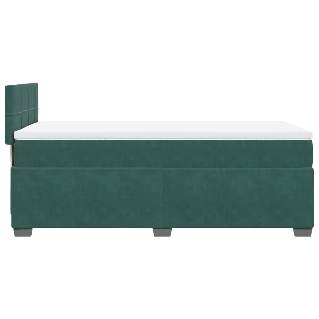 vidaXL Box Spring Bed with Mattress Dark Green 100x200 cm Velvet