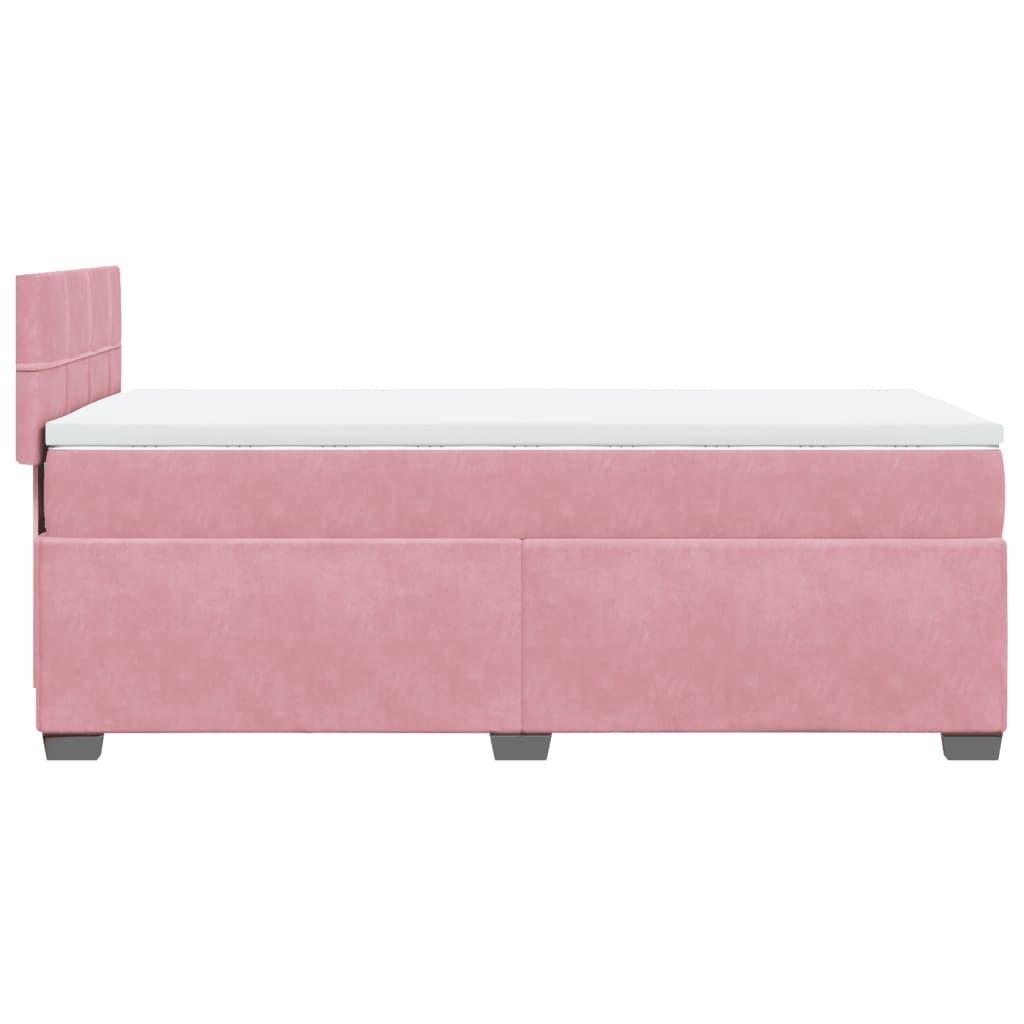 vidaXL Box Spring Bed with Mattress Pink 100x200 cm Velvet