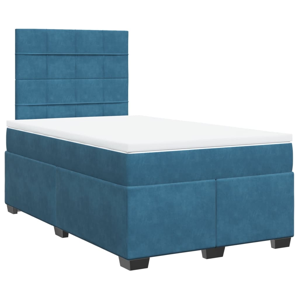 vidaXL Box Spring Bed with Mattress Blue 120x200 cm Velvet