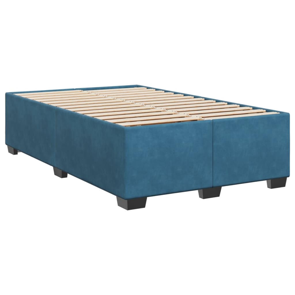 vidaXL Box Spring Bed with Mattress Blue 120x200 cm Velvet