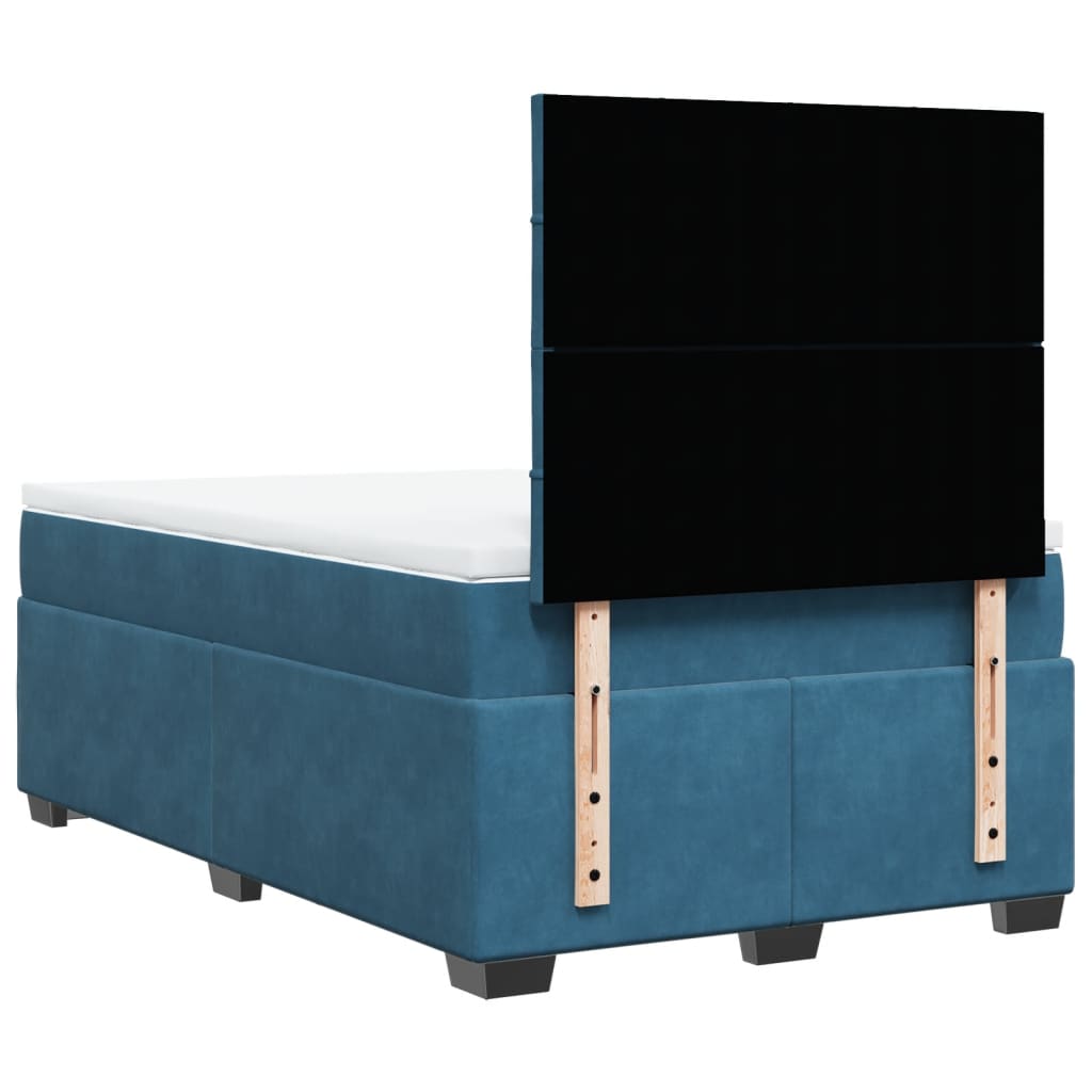 vidaXL Box Spring Bed with Mattress Blue 120x200 cm Velvet