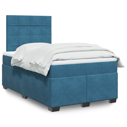 vidaXL Box Spring Bed with Mattress Blue 120x200 cm Velvet