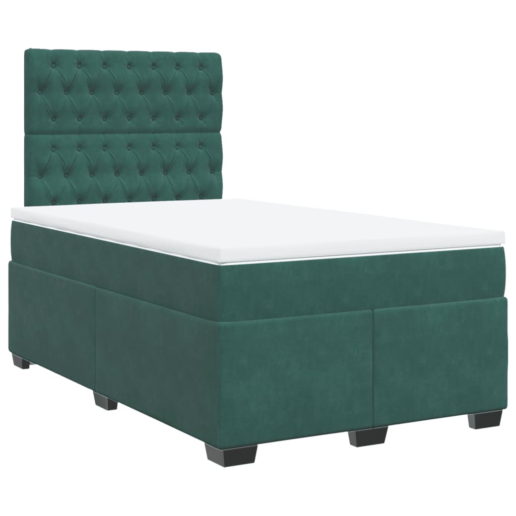 vidaXL Box Spring Bed with Mattress Dark Green 120x200 cm Velvet