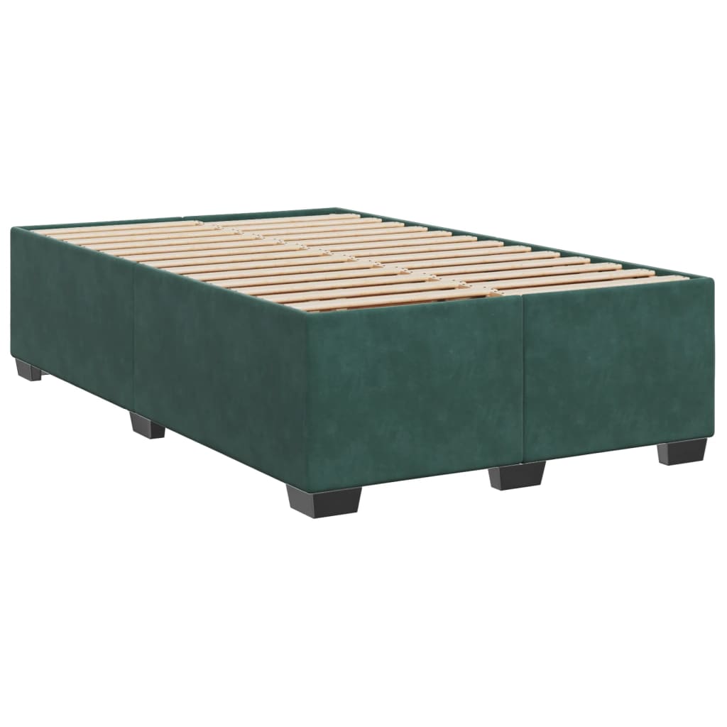 vidaXL Box Spring Bed with Mattress Dark Green 120x200 cm Velvet