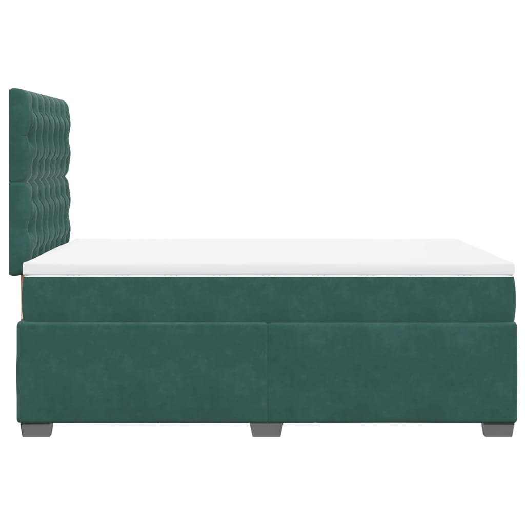 vidaXL Box Spring Bed with Mattress Dark Green 120x200 cm Velvet