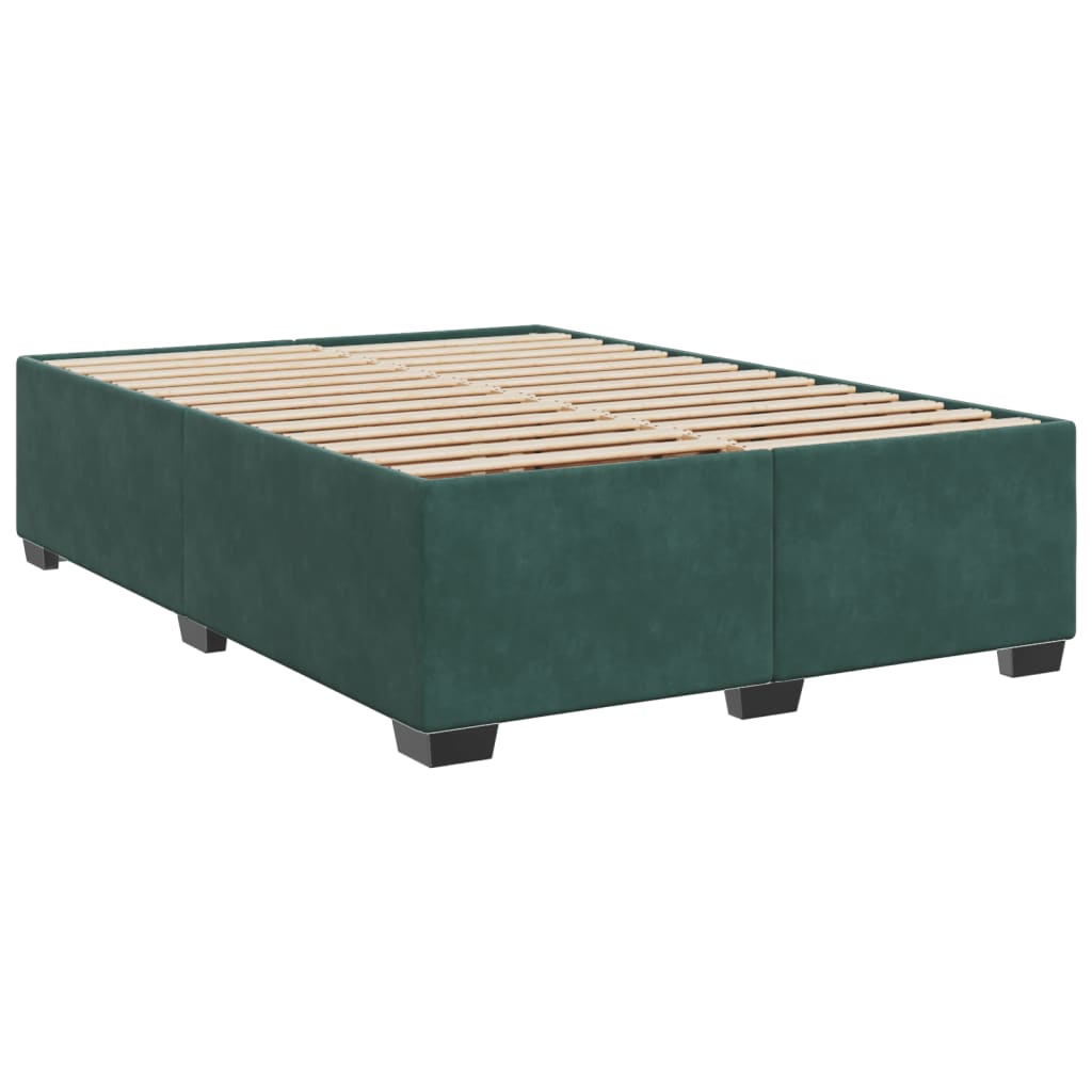 vidaXL Box Spring Bed with Mattress Dark Green 140x190 cm Velvet