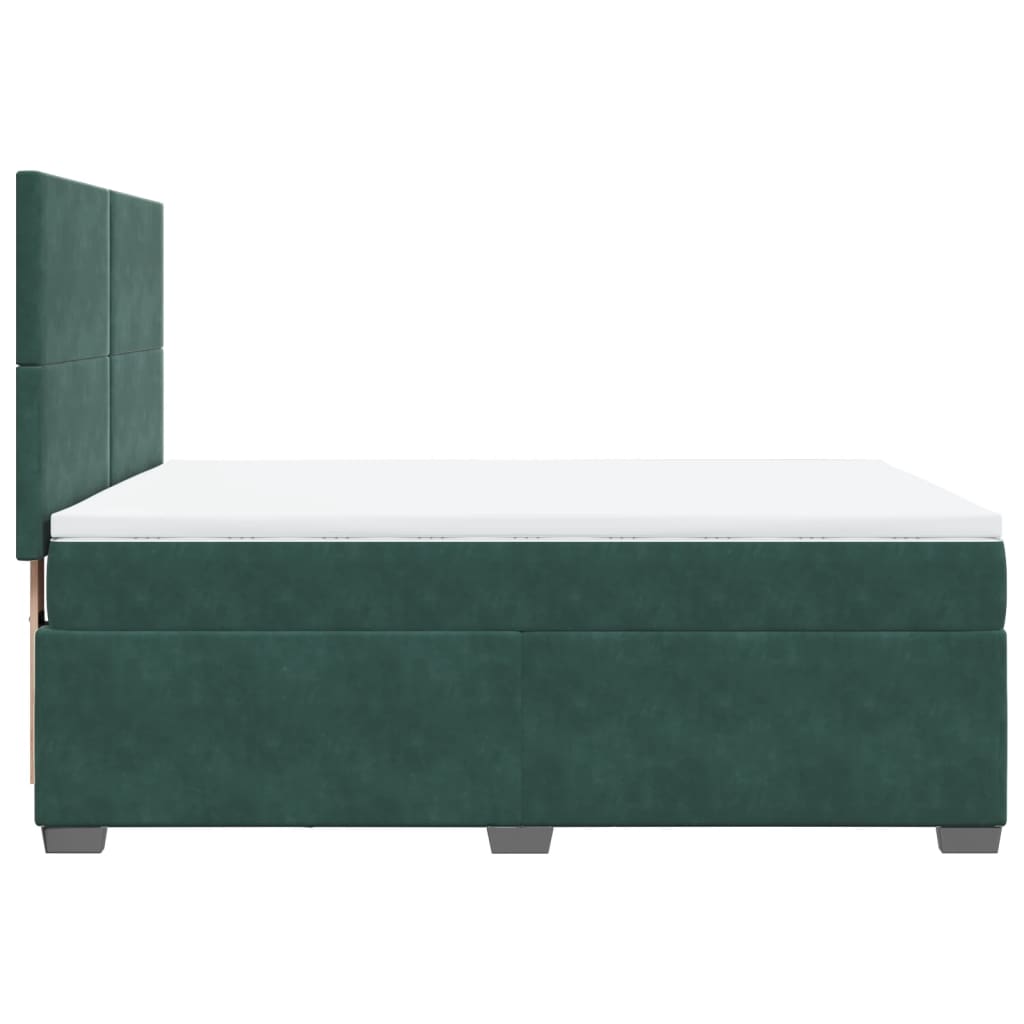 vidaXL Box Spring Bed with Mattress Dark Green 140x190 cm Velvet