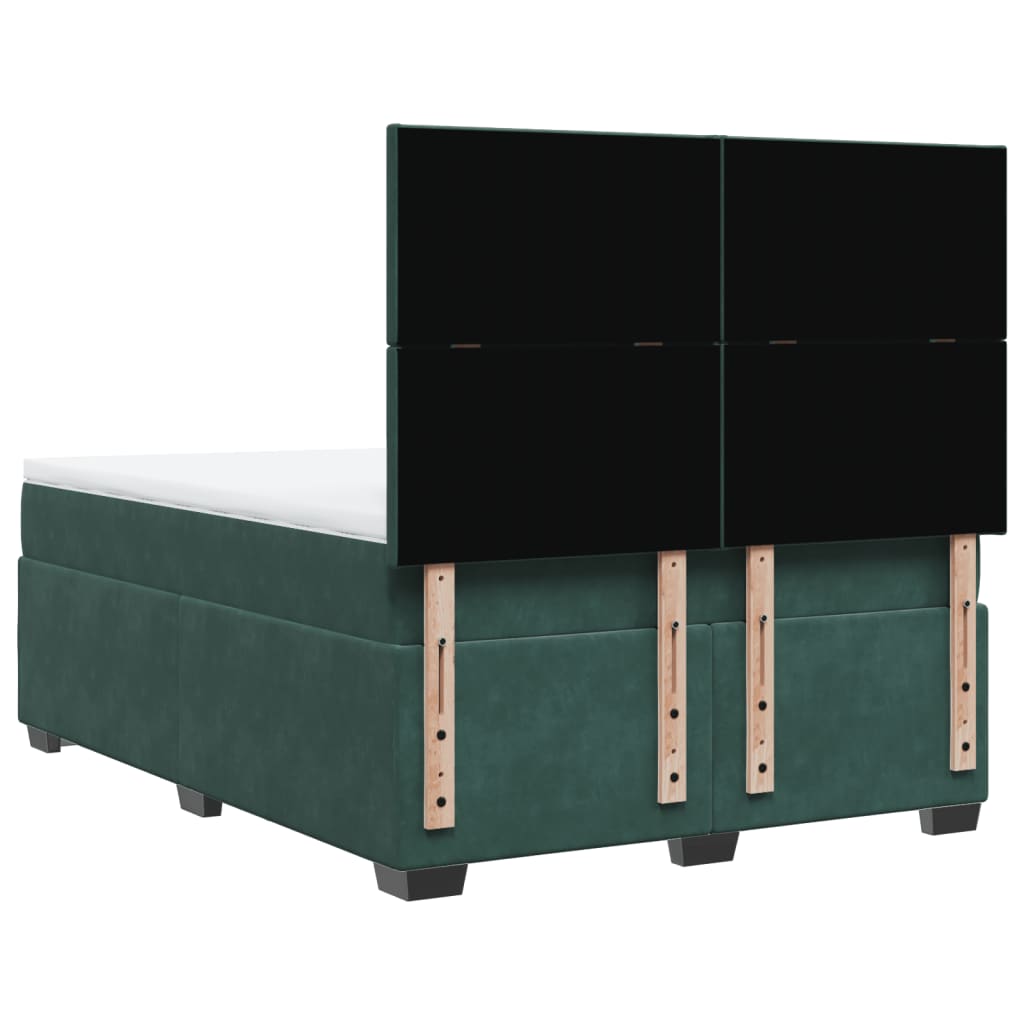 vidaXL Box Spring Bed with Mattress Dark Green 140x190 cm Velvet