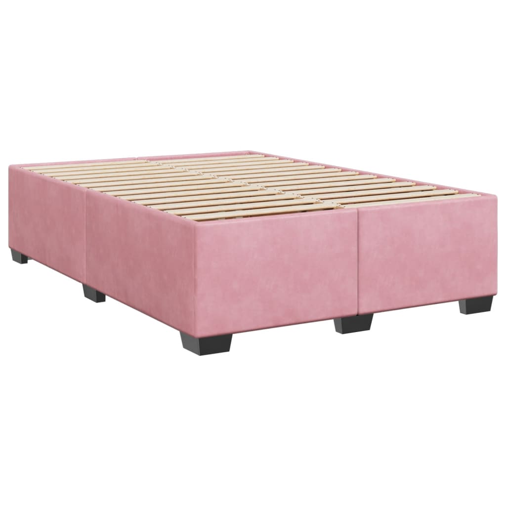 vidaXL Box Spring Bed with Mattress Pink 140x190 cm Velvet