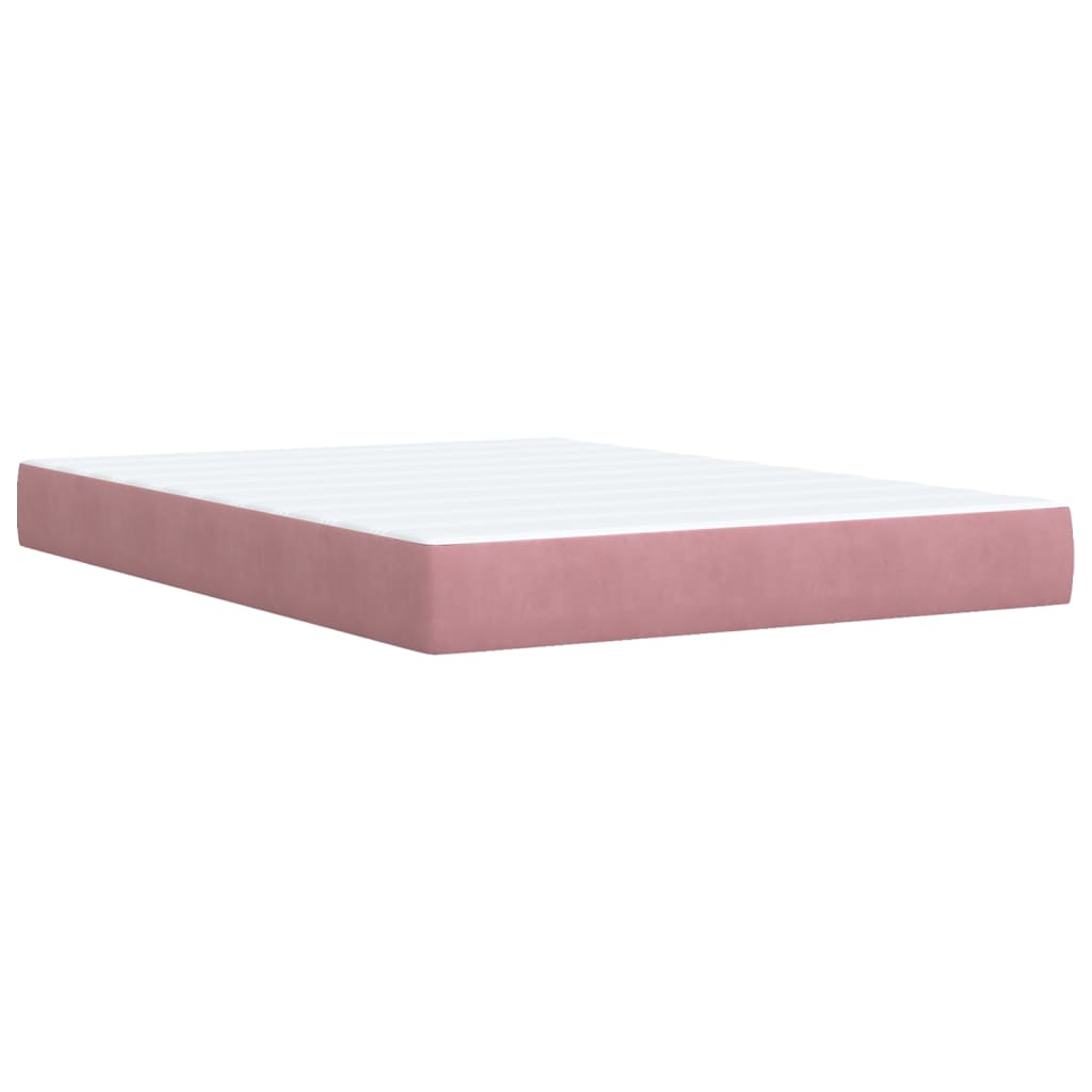 vidaXL Box Spring Bed with Mattress Pink 140x190 cm Velvet