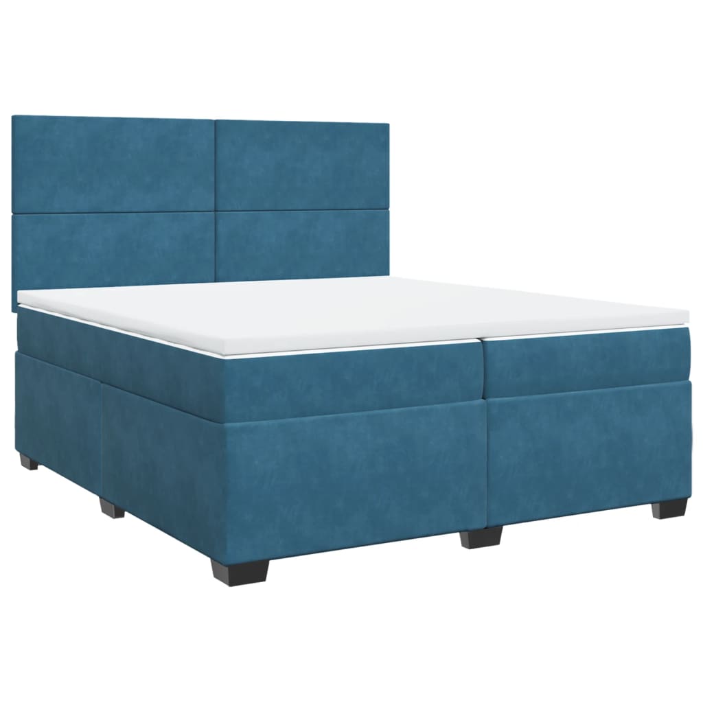 vidaXL Box Spring Bed with Mattress Blue 200x200 cm Velvet