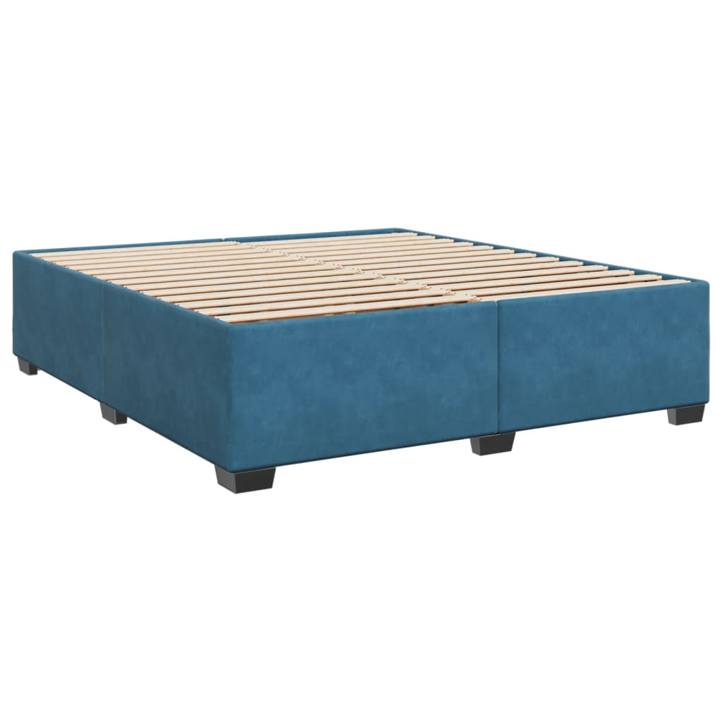 vidaXL Box Spring Bed with Mattress Blue 200x200 cm Velvet