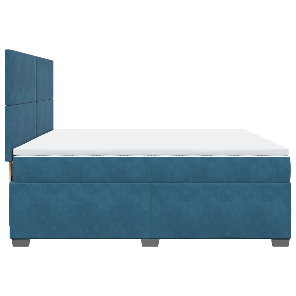 vidaXL Box Spring Bed with Mattress Blue 200x200 cm Velvet