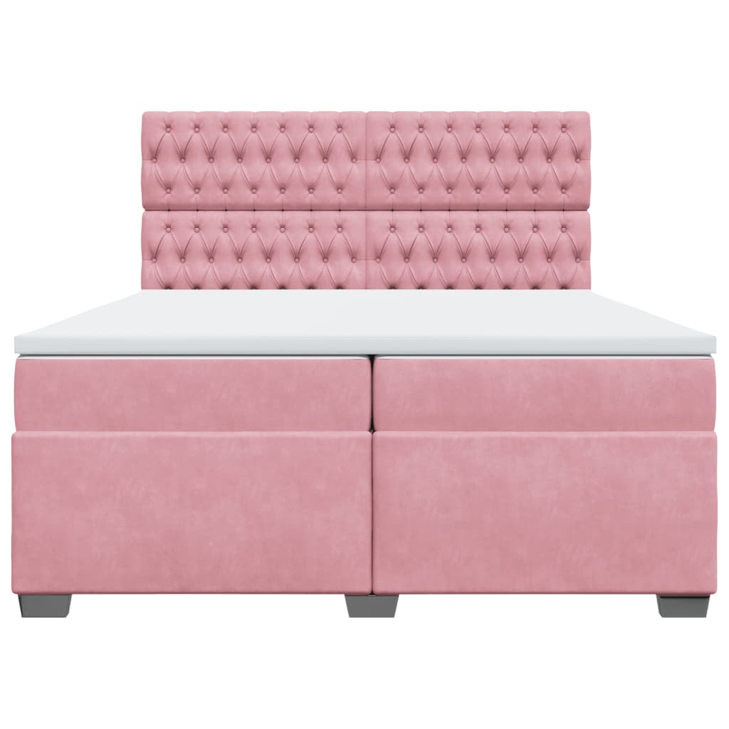 vidaXL Box Spring Bed with Mattress Pink 200x200 cm Velvet