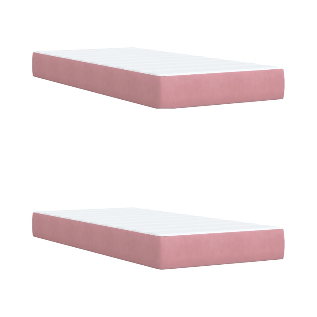 vidaXL Box Spring Bed with Mattress Pink 200x200 cm Velvet